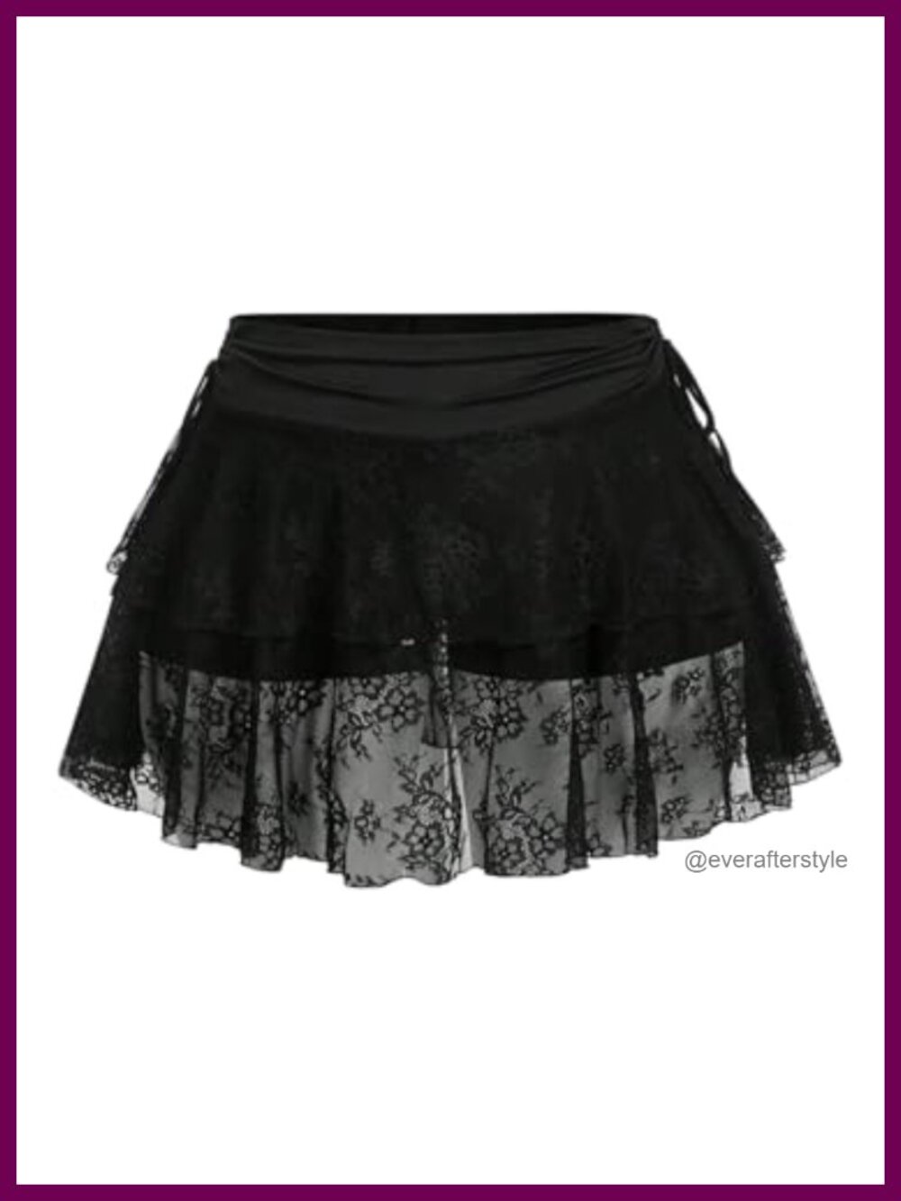 Plus Size Lace Sheer A-Line Mini Skirt Ruched Tiered Ruffle